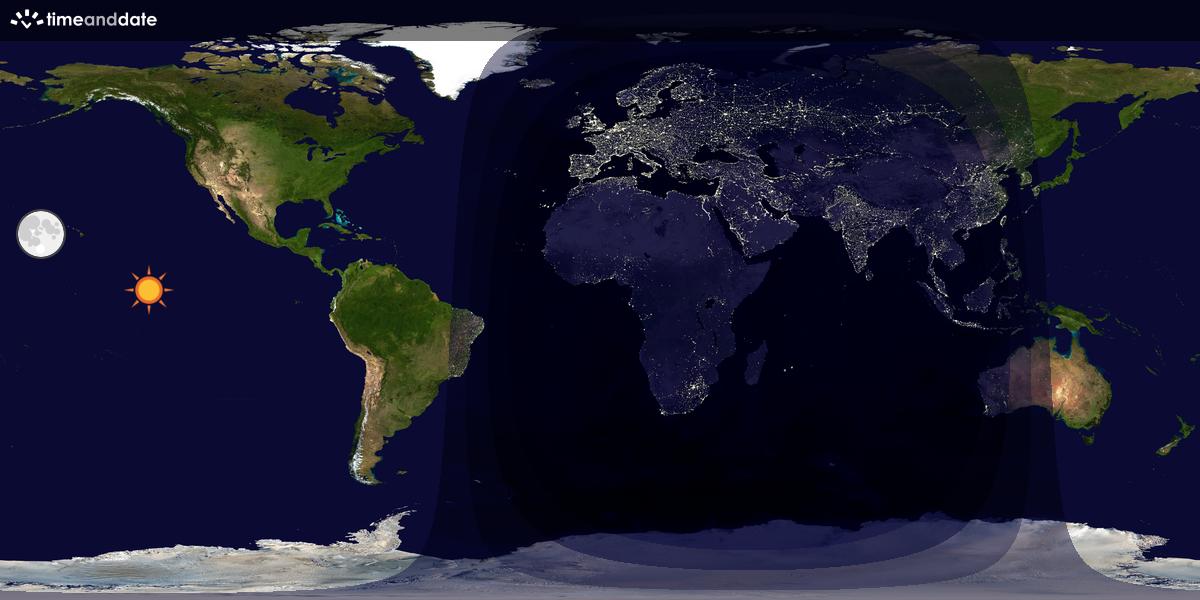 Verdenskart som viser dag og natt 