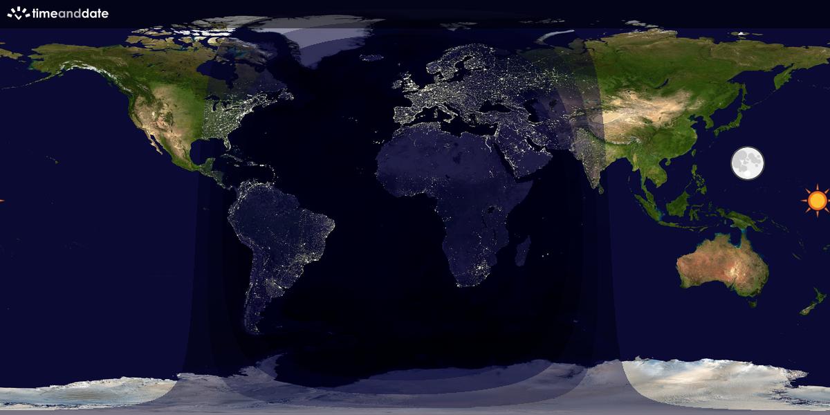 Verdenskart som viser dag og natt 