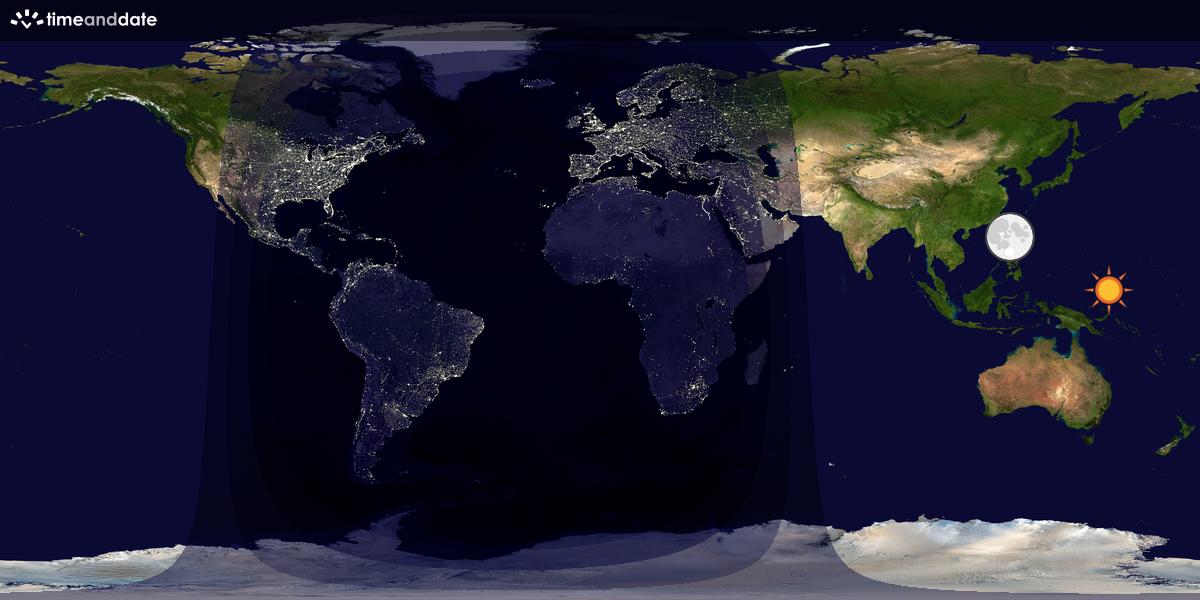 Verdenskart som viser dag og natt 