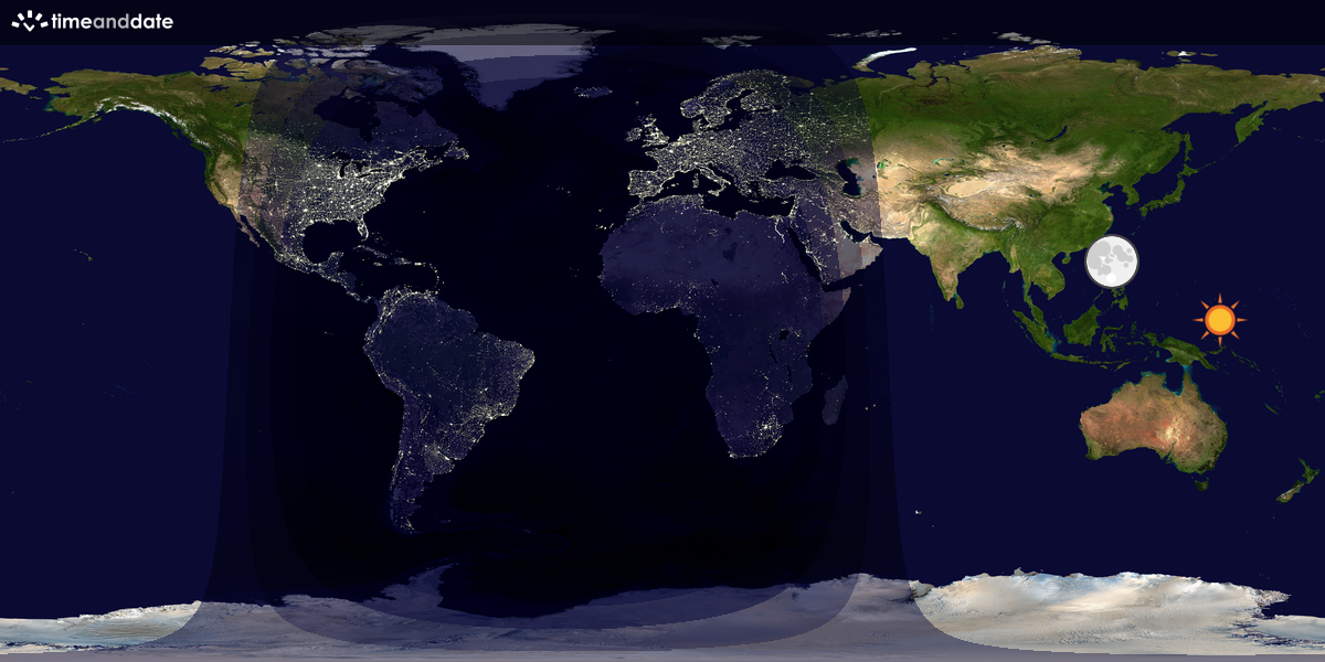Verdenskart som viser dag og natt 