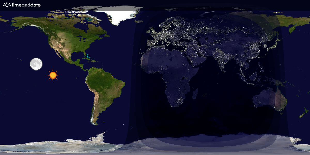Verdenskart som viser dag og natt 