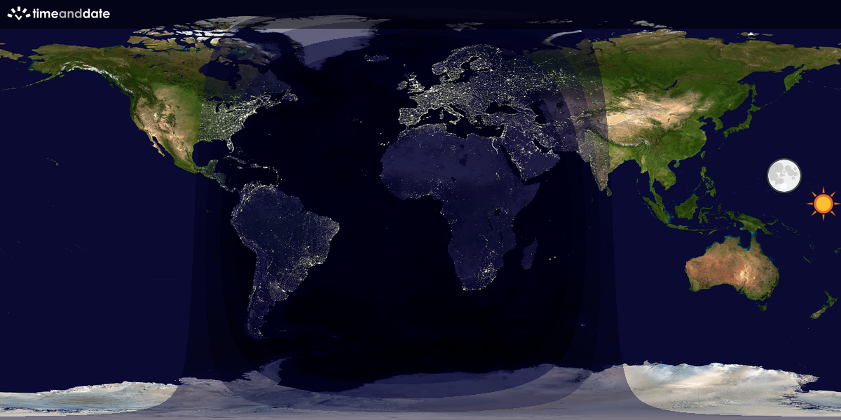 Verdenskart som viser dag og natt 