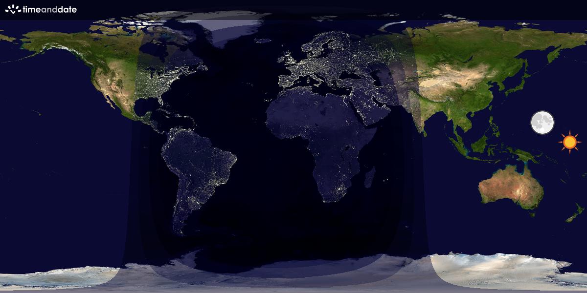 Verdenskart som viser dag og natt 