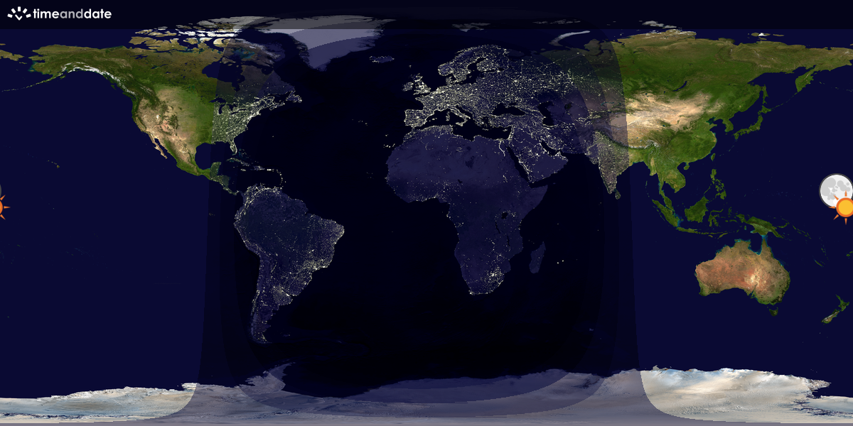 Verdenskart som viser dag og natt 