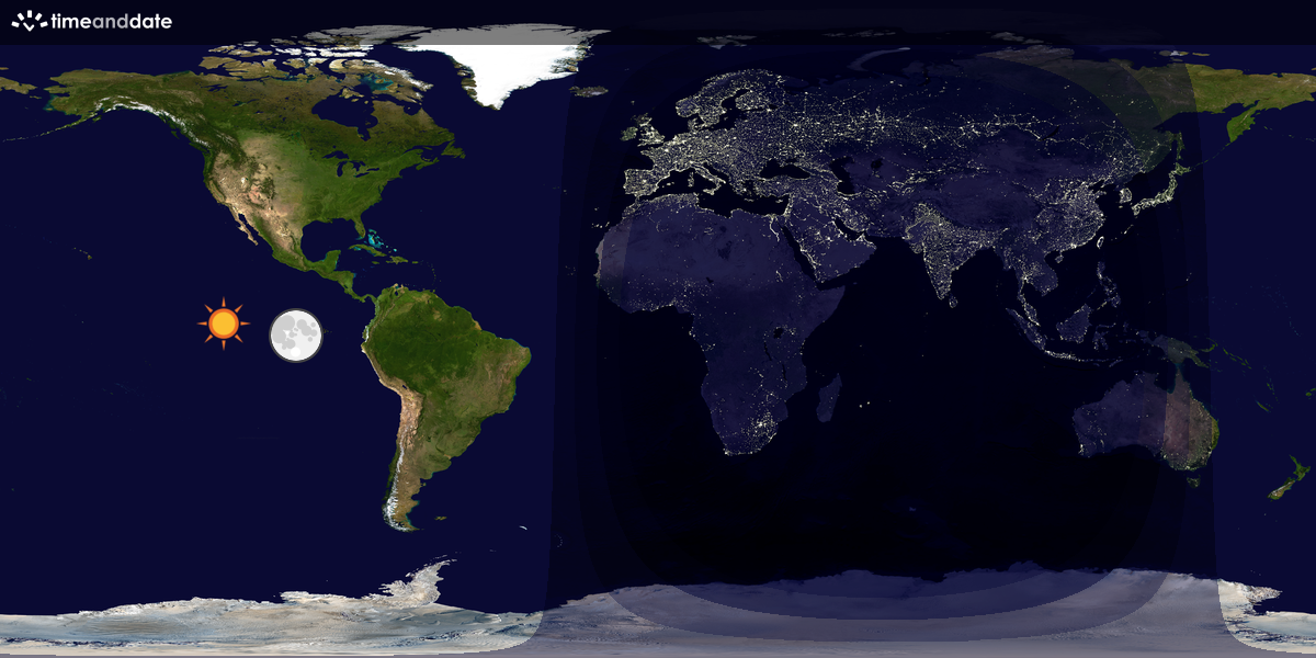 Verdenskart som viser dag og natt 