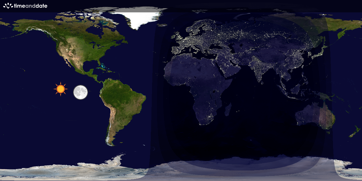 Verdenskart som viser dag og natt 