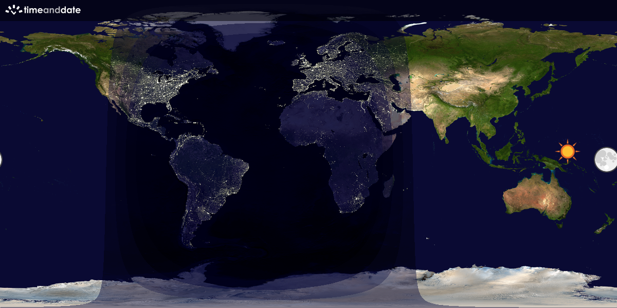 Verdenskart som viser dag og natt 