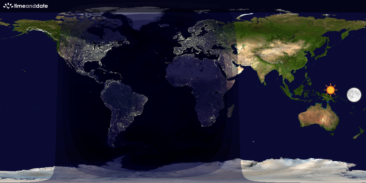 Verdenskart som viser dag og natt 