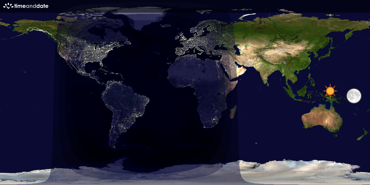 Verdenskart som viser dag og natt 