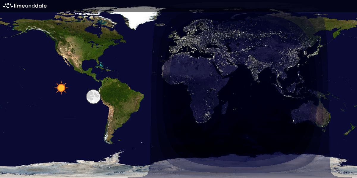 Verdenskart som viser dag og natt 