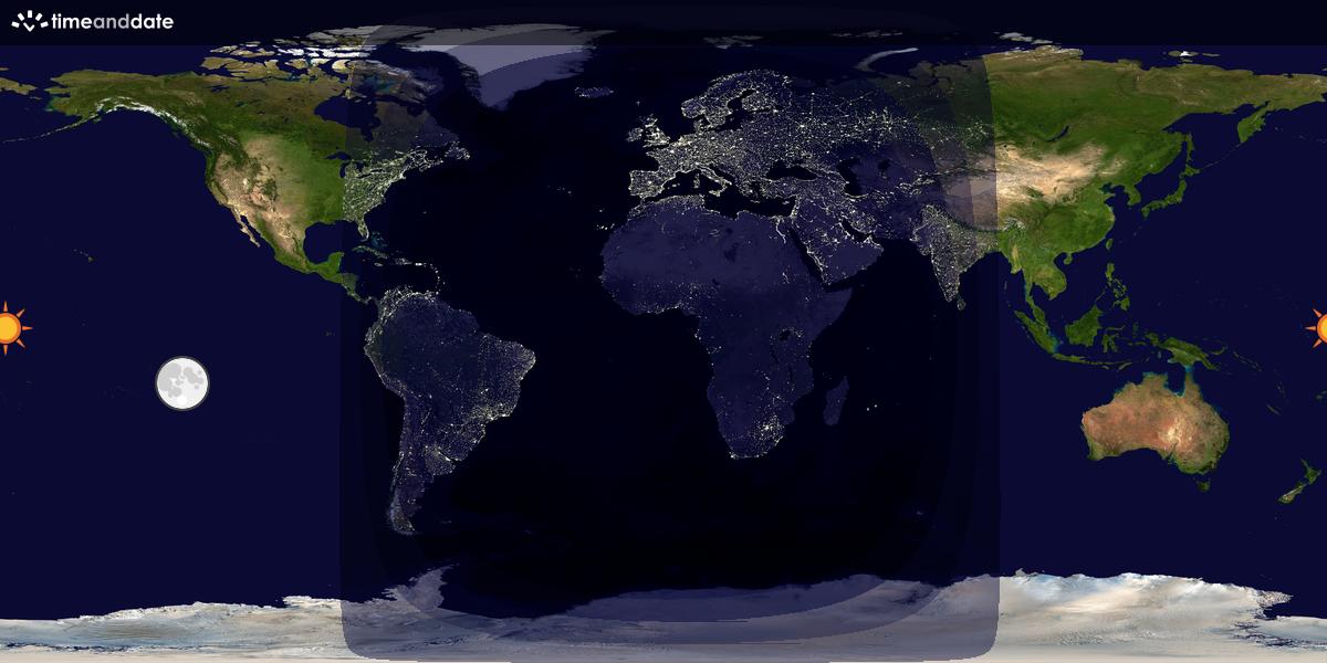 Verdenskart som viser dag og natt 