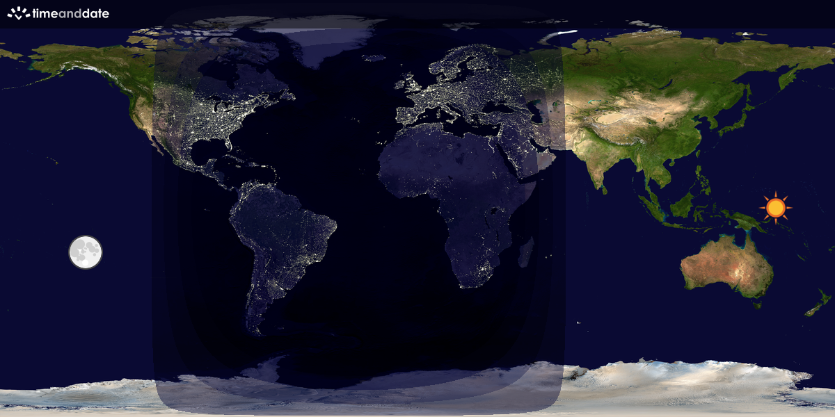 Verdenskart som viser dag og natt 