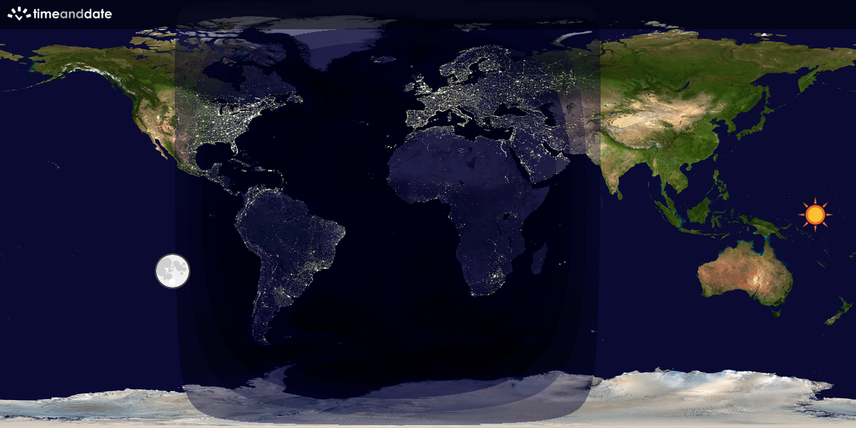 Verdenskart som viser dag og natt 
