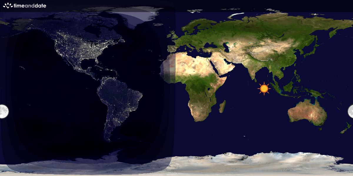 Verdenskart som viser dag og natt 