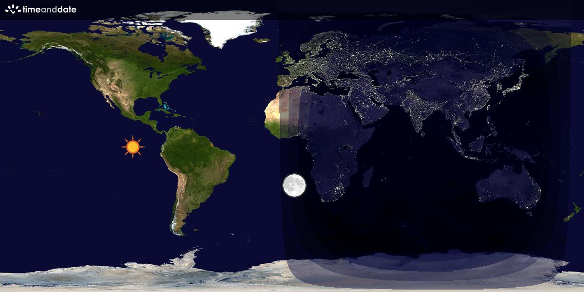 Verdenskart som viser dag og natt 