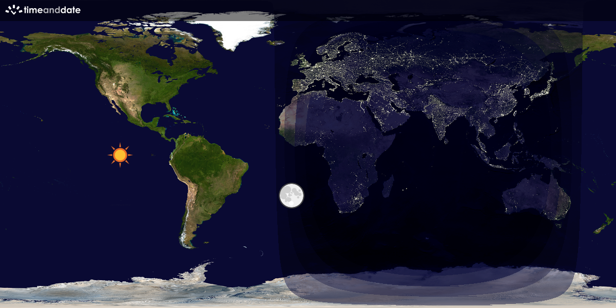 Verdenskart som viser dag og natt 