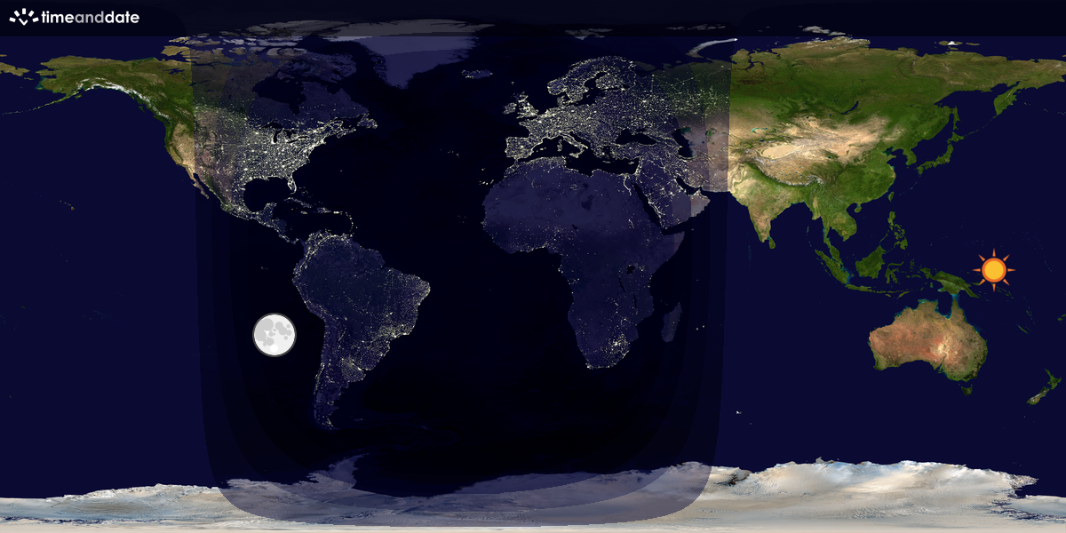 Verdenskart som viser dag og natt 