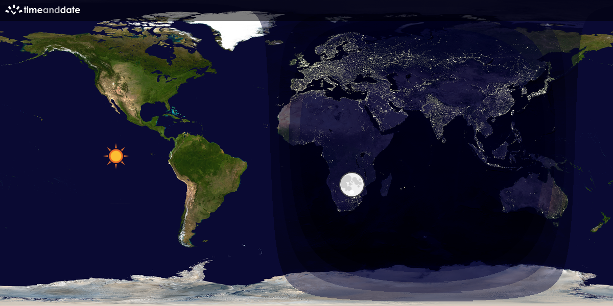 Verdenskart som viser dag og natt 