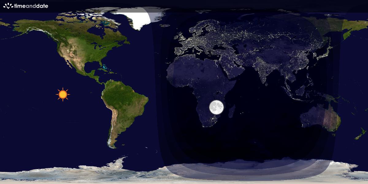 Verdenskart som viser dag og natt 