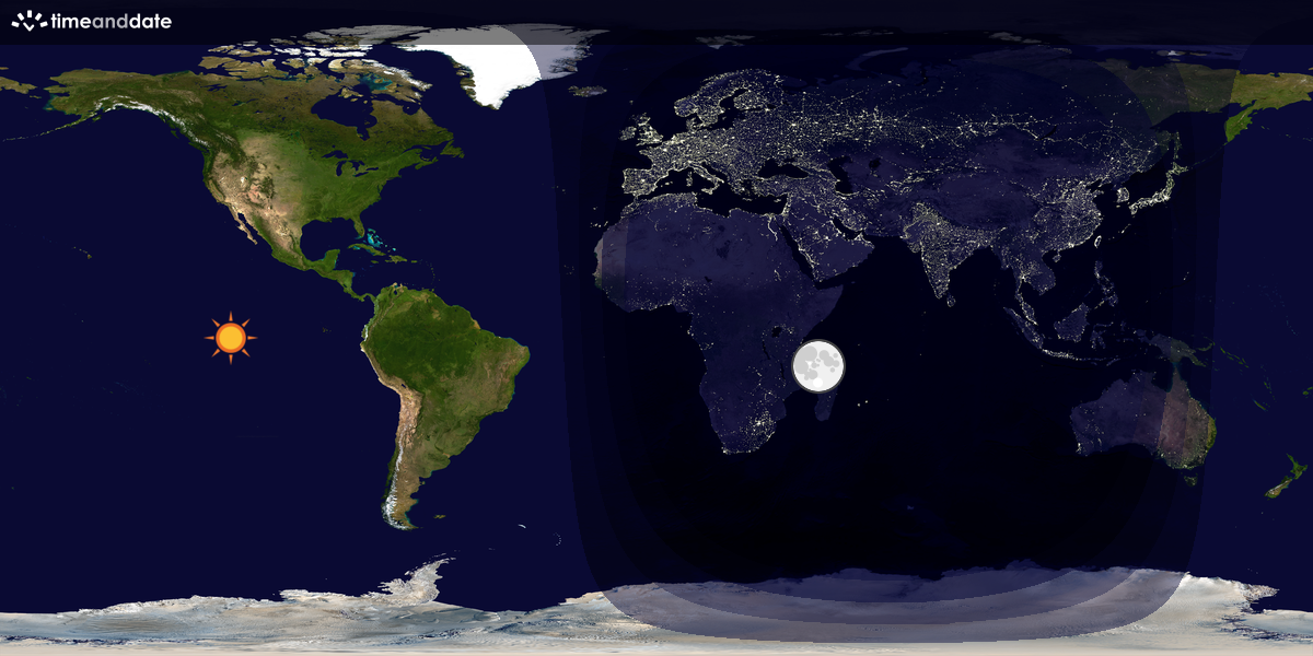 Verdenskart som viser dag og natt 