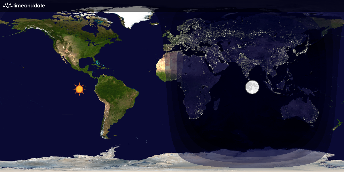 Verdenskart som viser dag og natt 