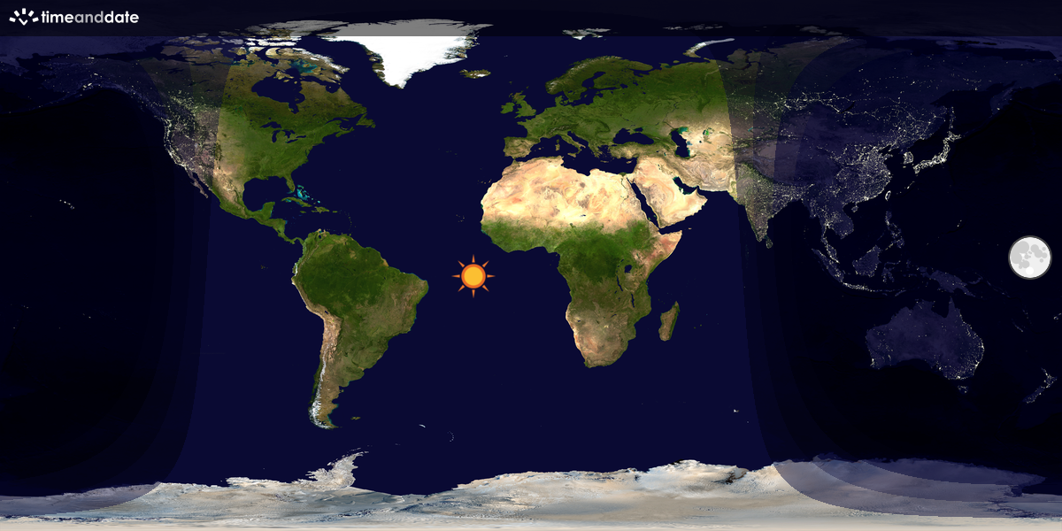 Verdenskart som viser dag og natt 