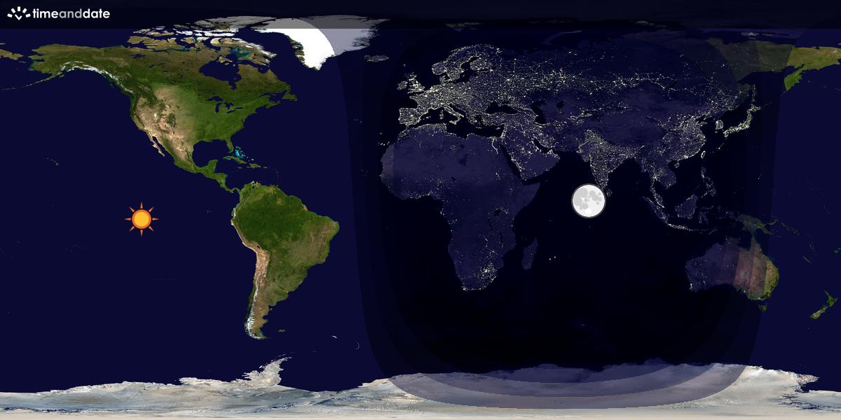 Verdenskart som viser dag og natt 