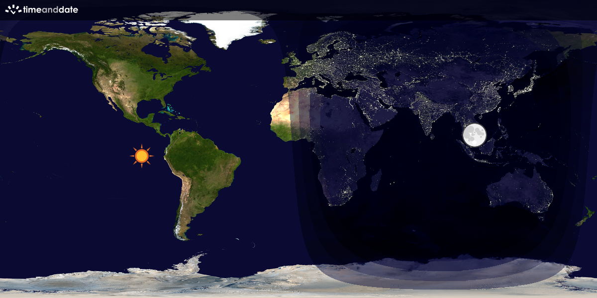 Verdenskart som viser dag og natt 
