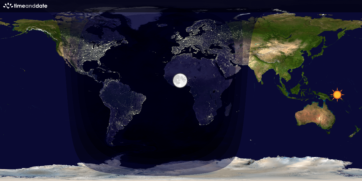 Verdenskart som viser dag og natt 