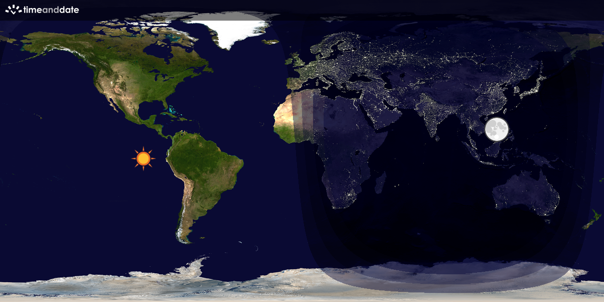 Verdenskart som viser dag og natt 