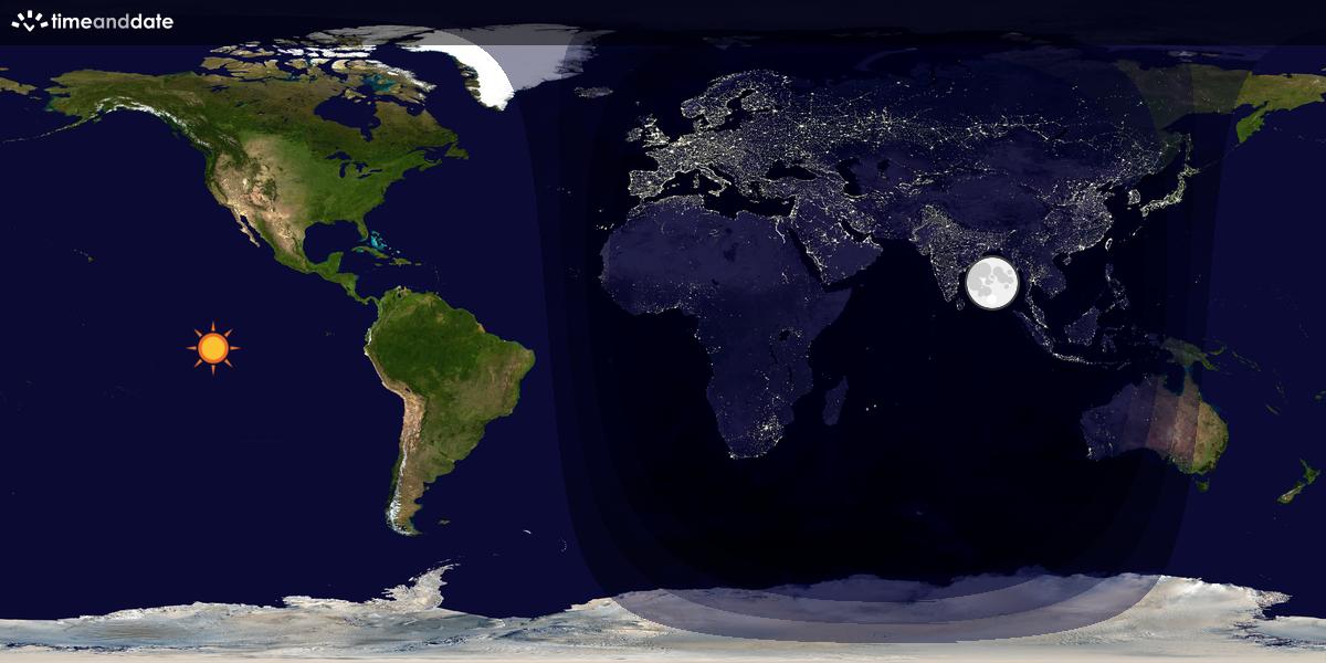 Verdenskart som viser dag og natt 
