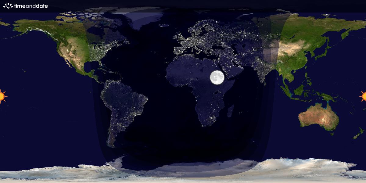 Verdenskart som viser dag og natt 