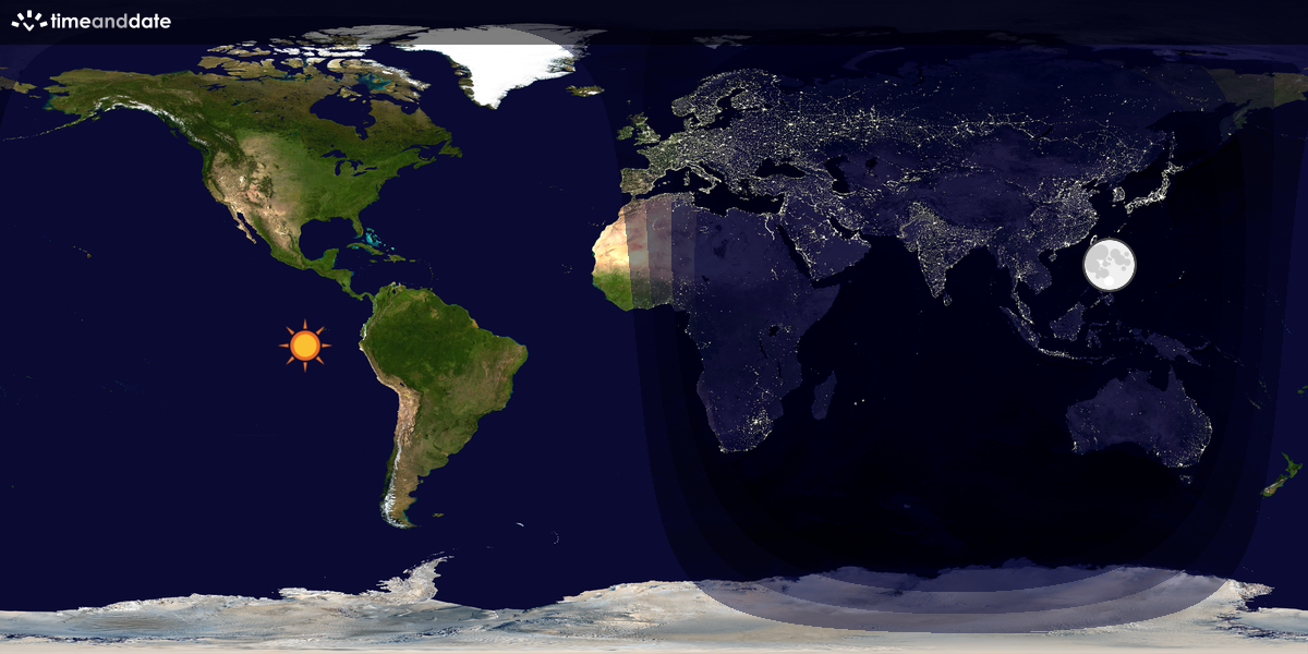 Verdenskart som viser dag og natt 
