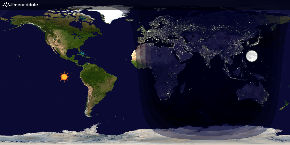 Verdenskart som viser dag og natt 