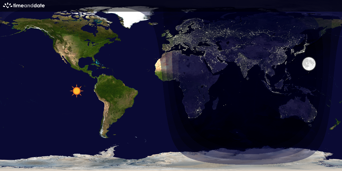 Verdenskart som viser dag og natt 