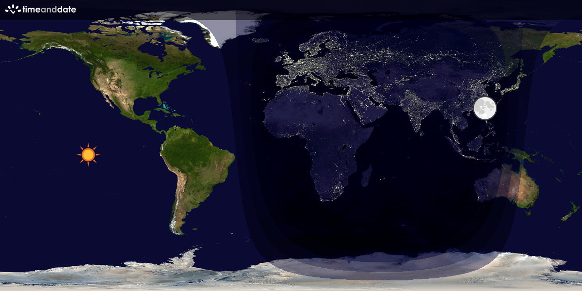 Verdenskart som viser dag og natt 