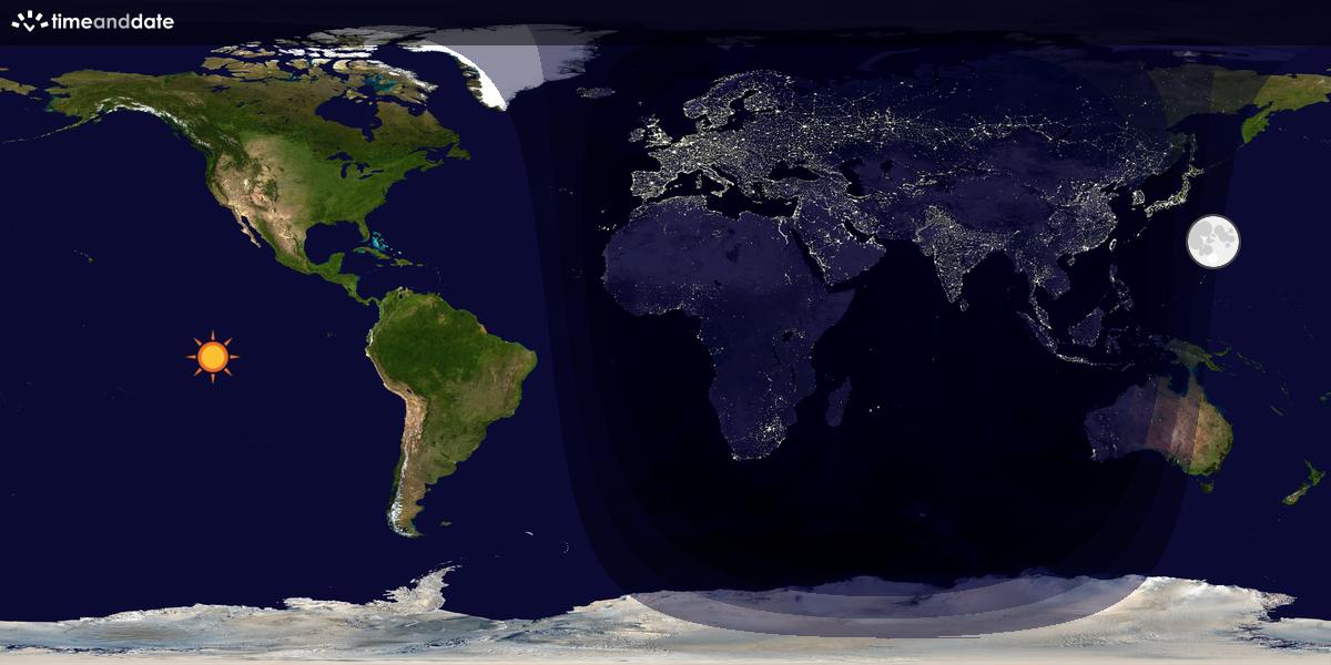 Verdenskart som viser dag og natt 