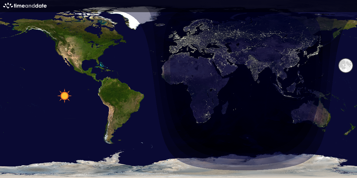 Verdenskart som viser dag og natt 