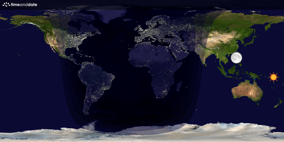 Verdenskart som viser dag og natt 