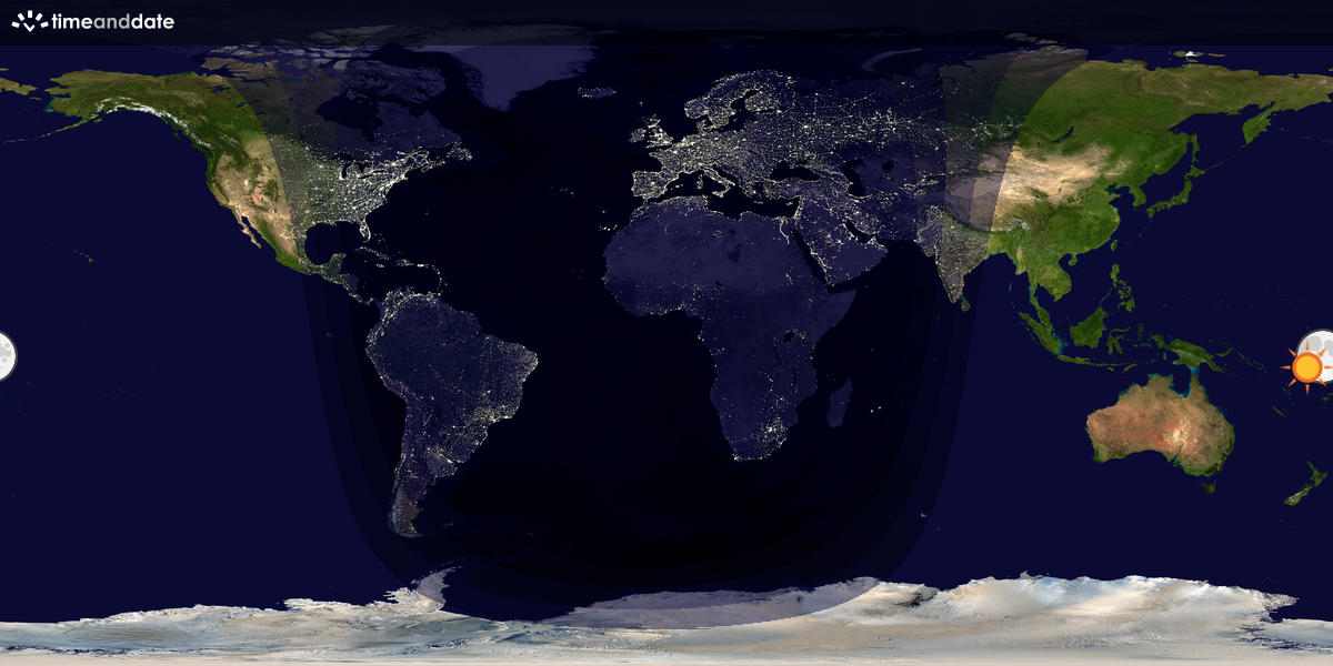 Verdenskart som viser dag og natt 