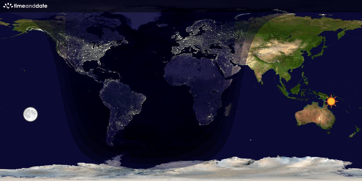 Verdenskart som viser dag og natt 