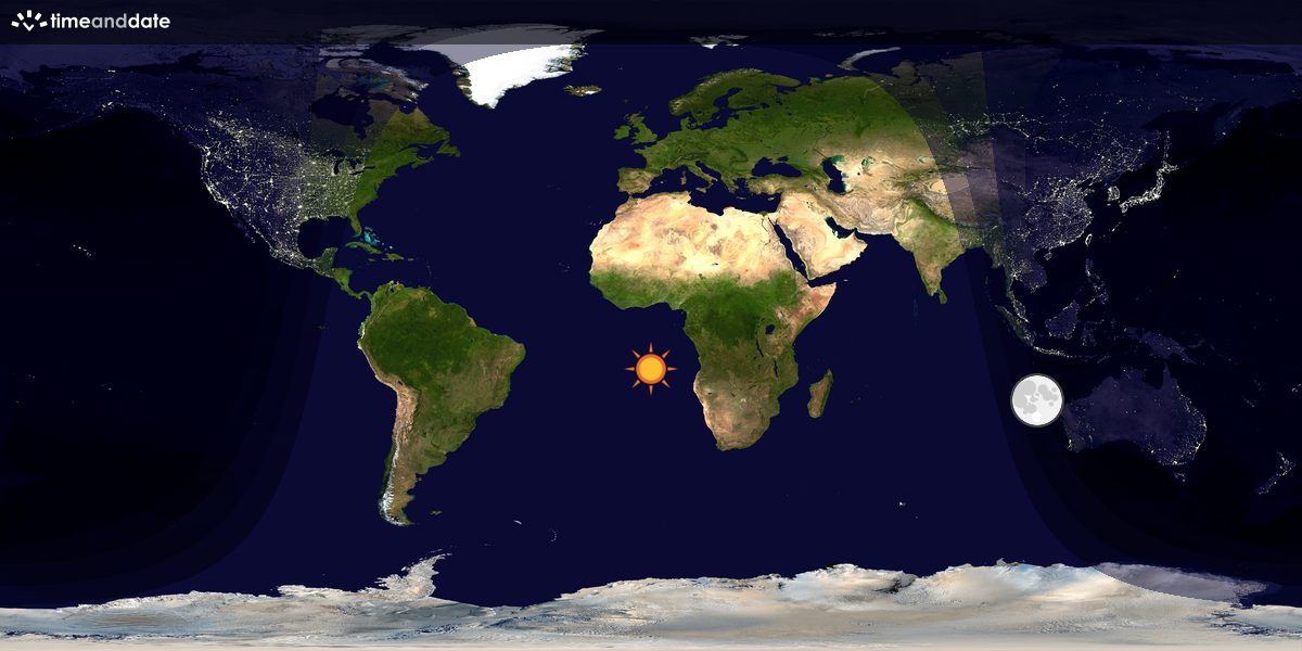 Verdenskart som viser dag og natt 