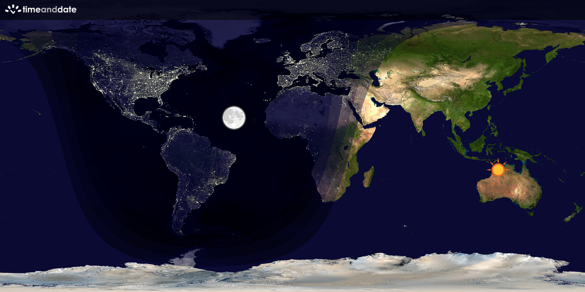 Verdenskart som viser dag og natt 