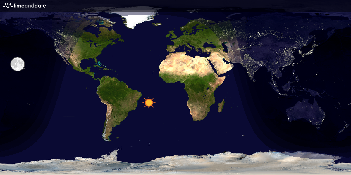 Verdenskart som viser dag og natt 