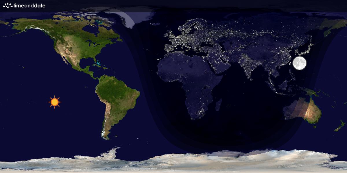 Verdenskart som viser dag og natt 