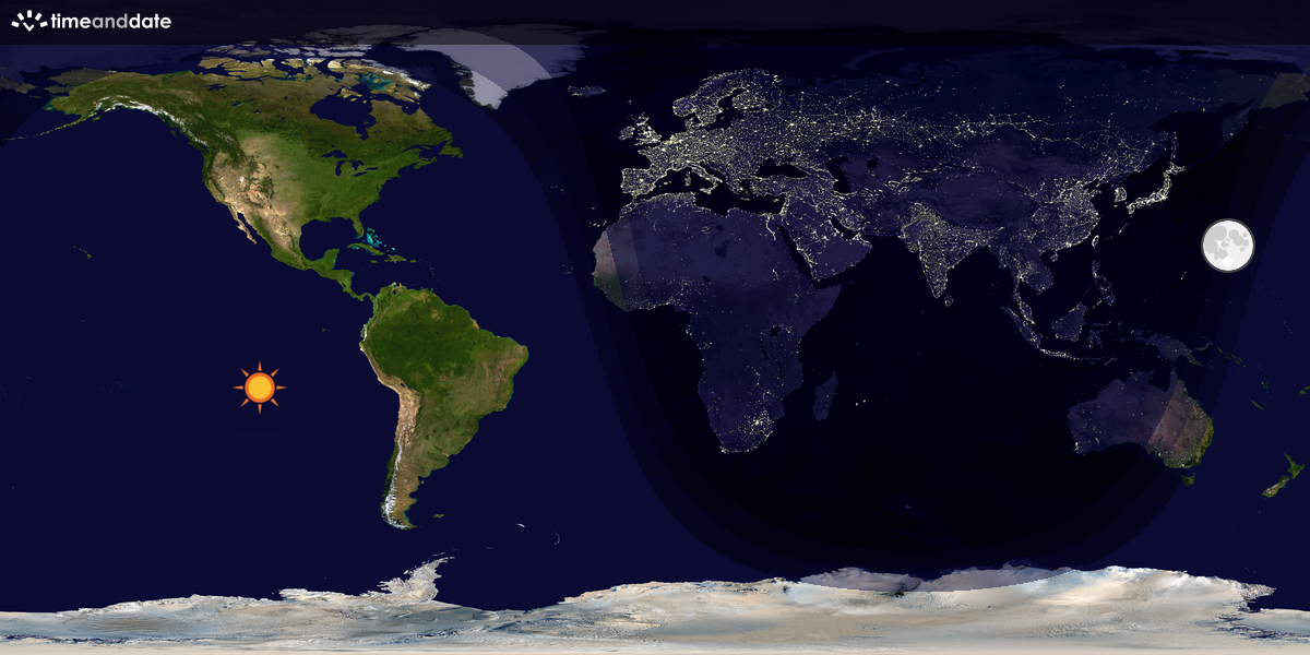 Verdenskart som viser dag og natt 