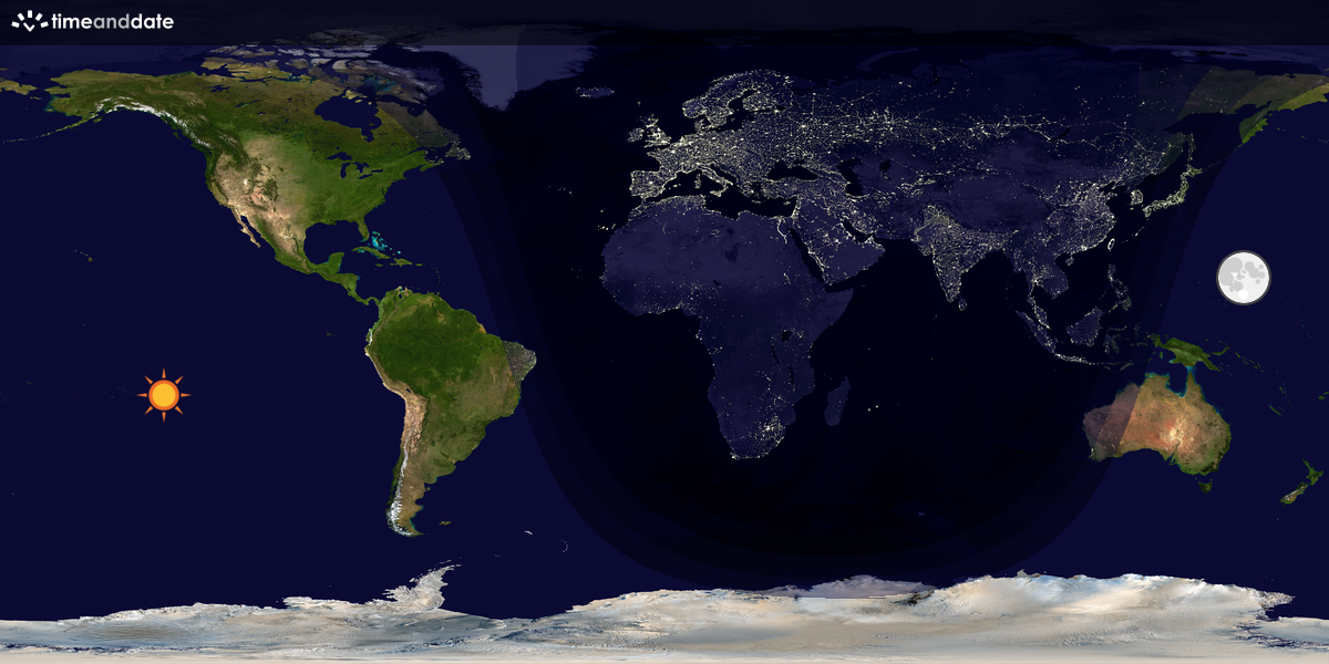 Verdenskart som viser dag og natt 