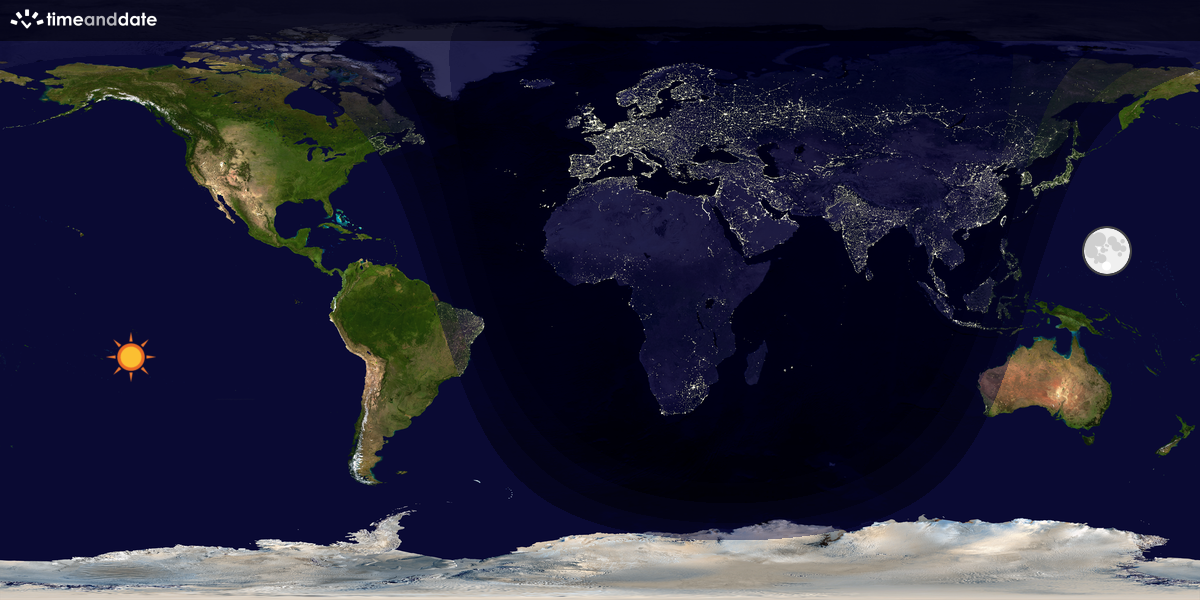 Verdenskart som viser dag og natt 