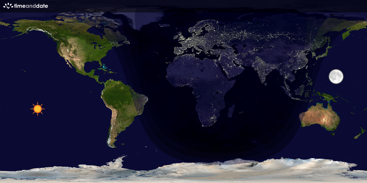 Verdenskart som viser dag og natt 