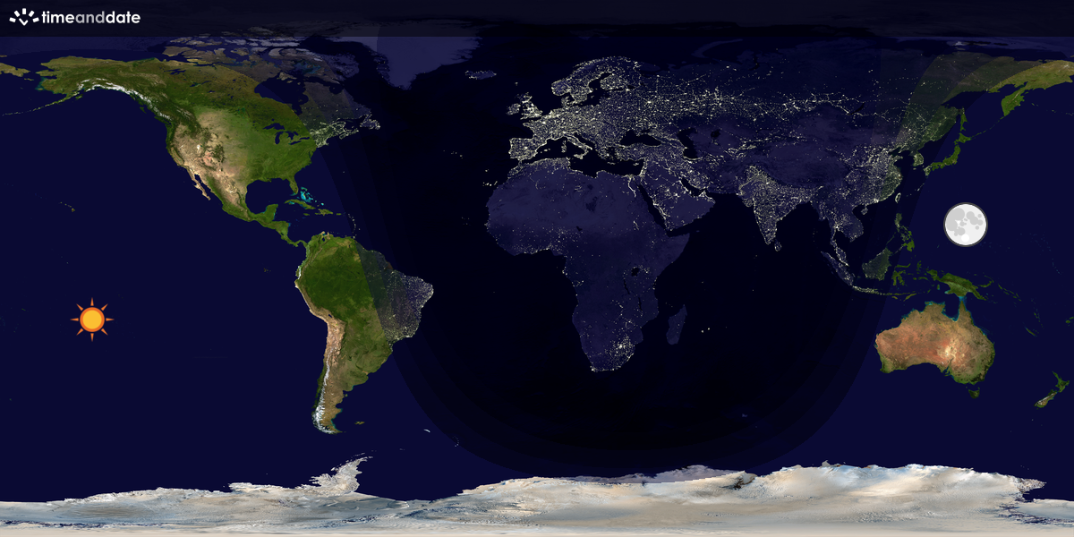Verdenskart som viser dag og natt 